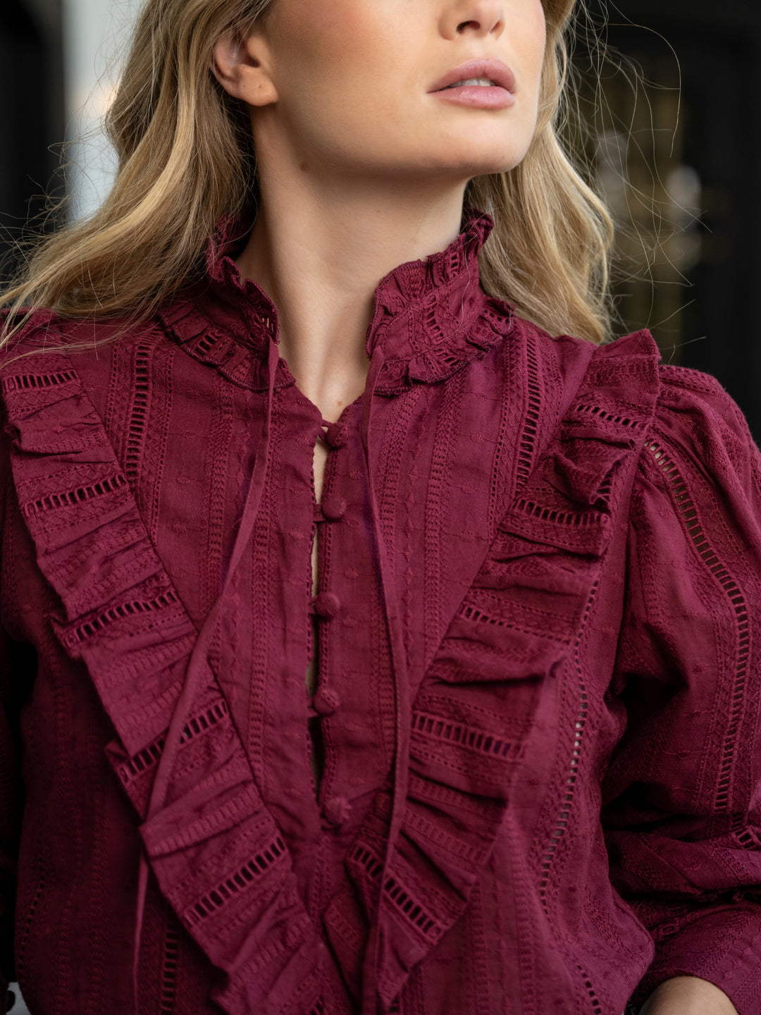 Blusa Broderie Burdeo