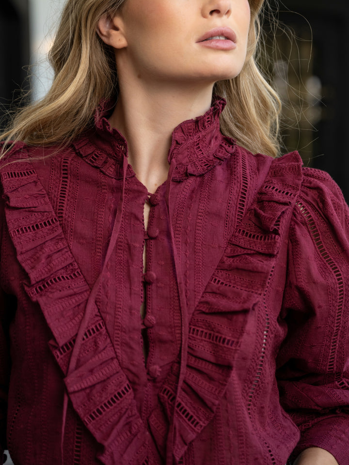 Blusa Broderie Burdeo