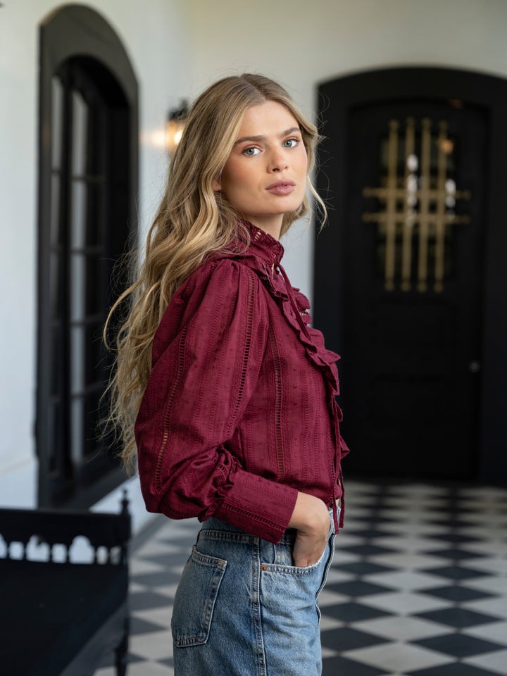 Blusa Broderie Burdeo