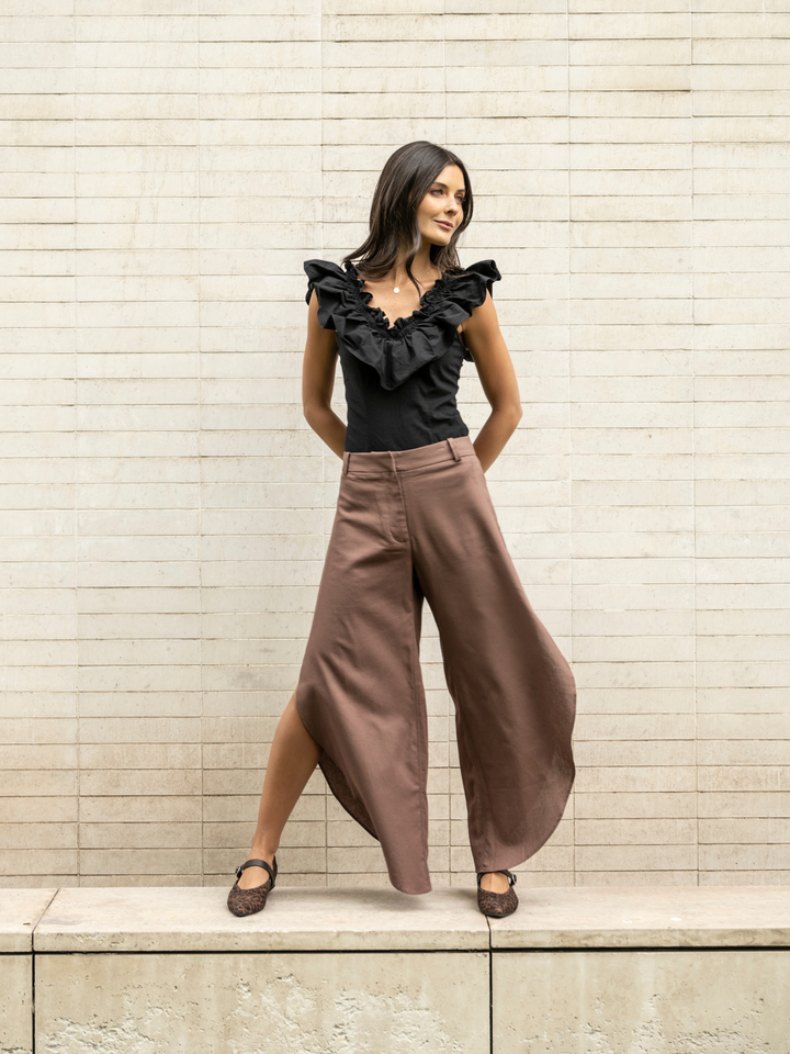 Pantalon Lino Chocolate