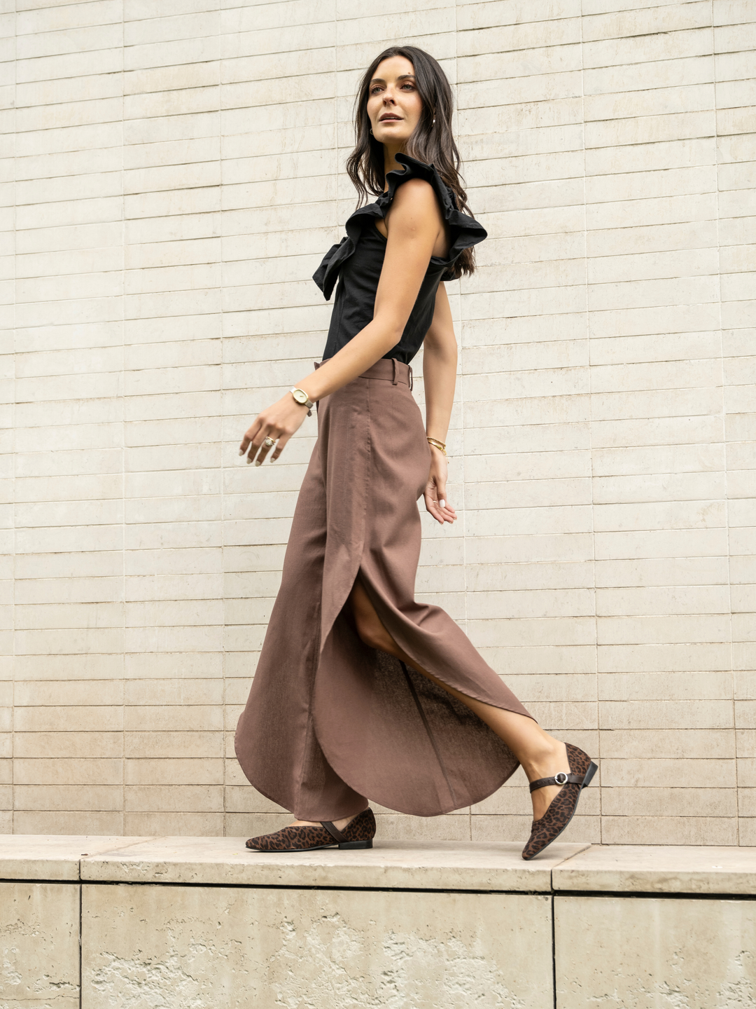 Pantalon Lino Chocolate