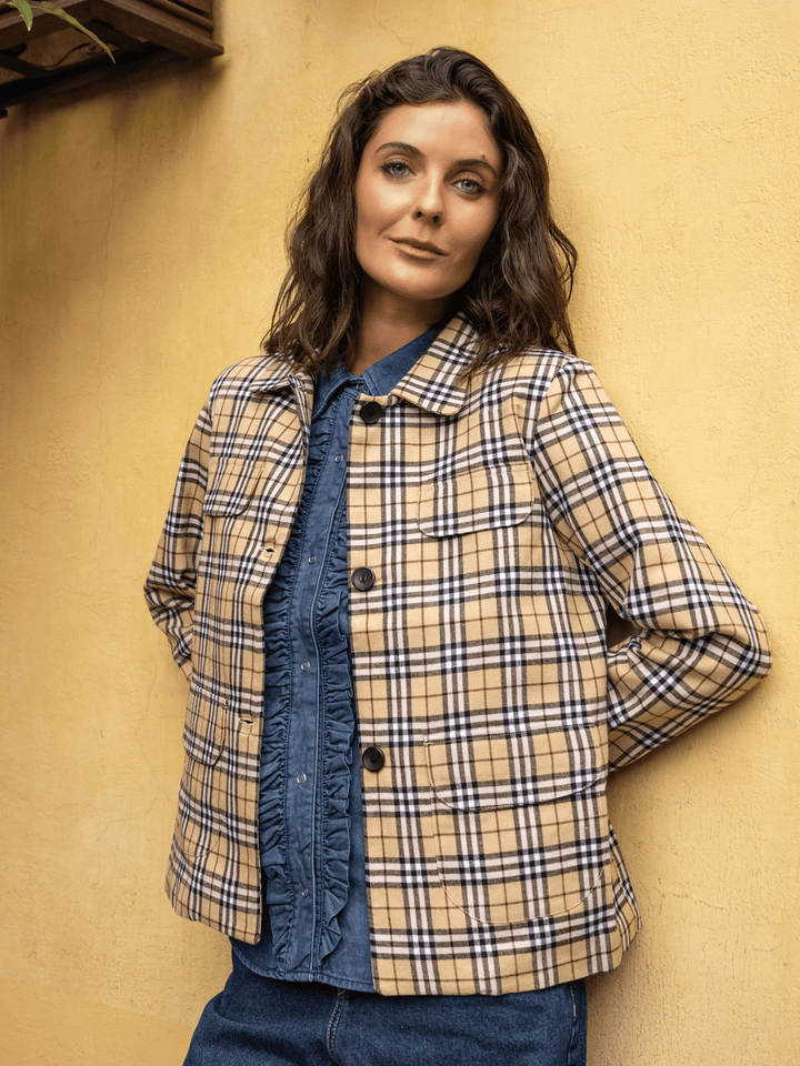 Chaqueta Escocesa Beige