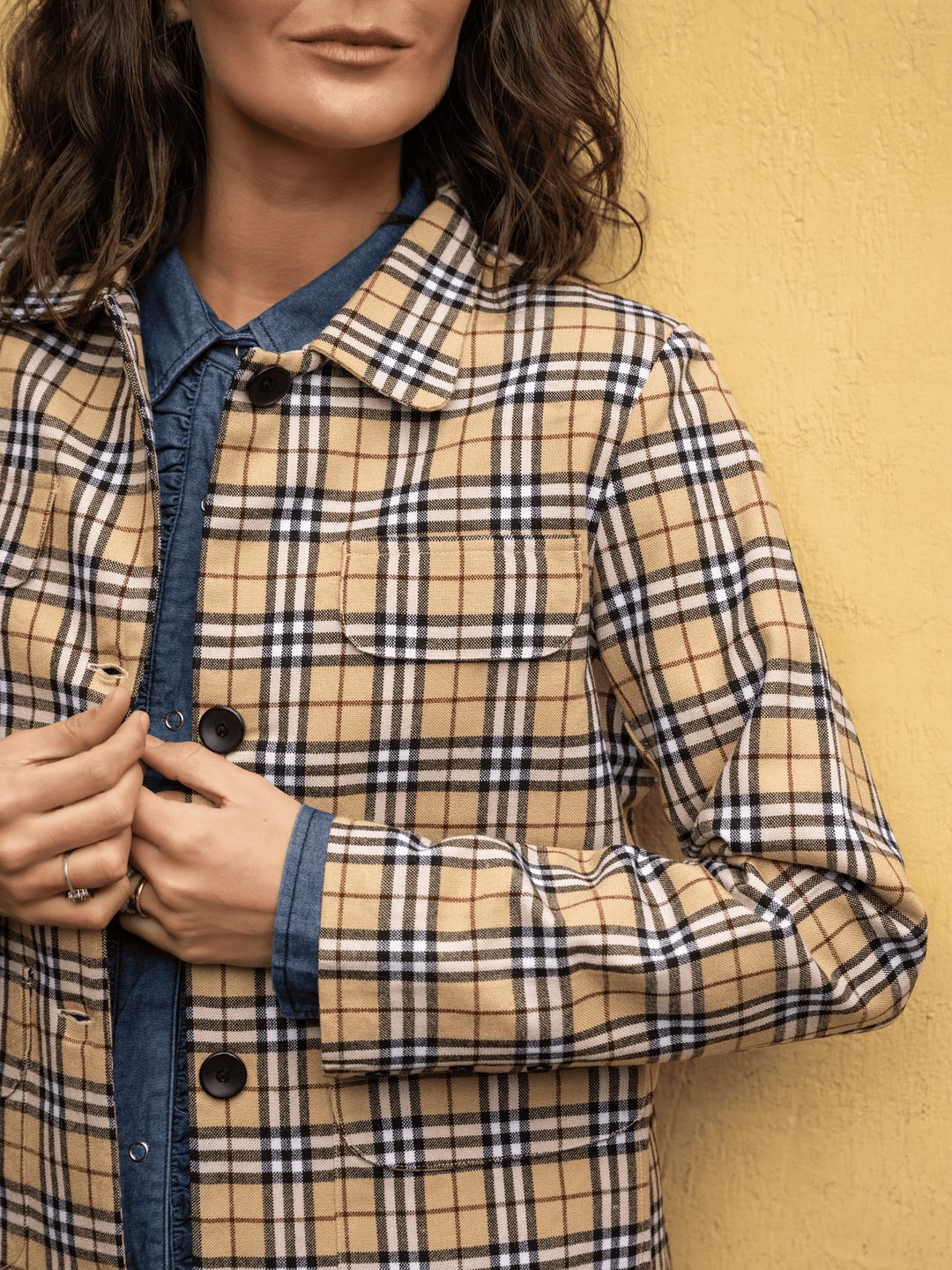 Chaqueta Escocesa Beige