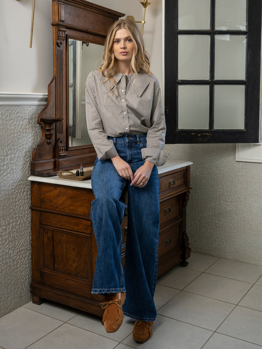 Blusa Vichy Café
