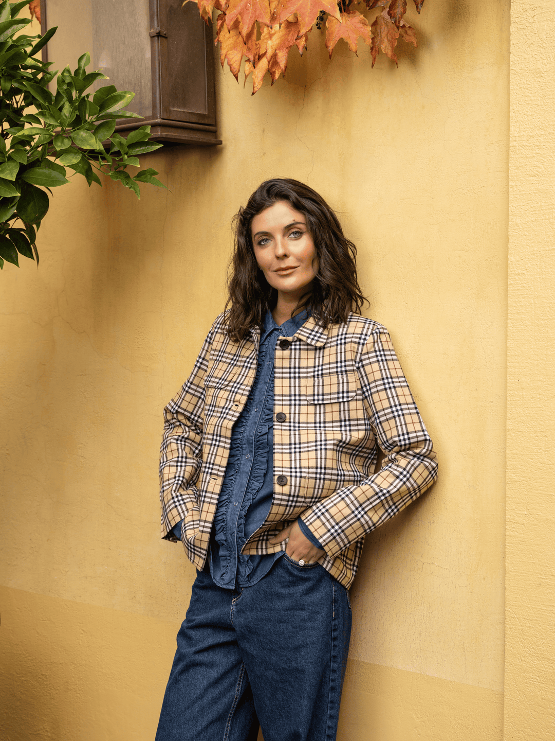 Chaqueta Escocesa Beige