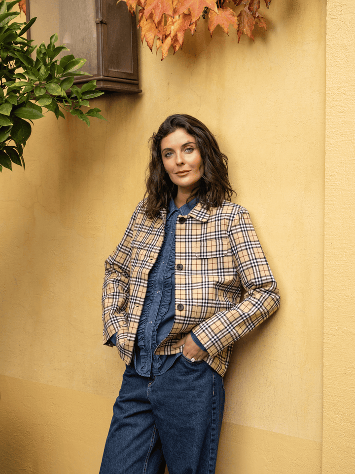 Chaqueta Escocesa Beige