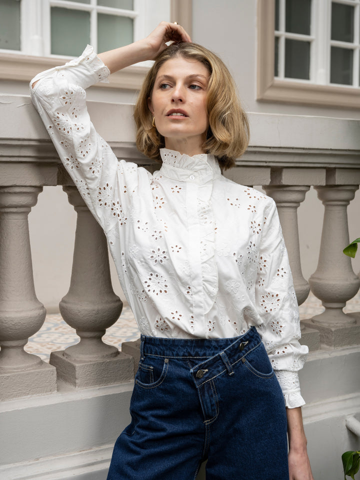 Blusa vuelos broderie blanca