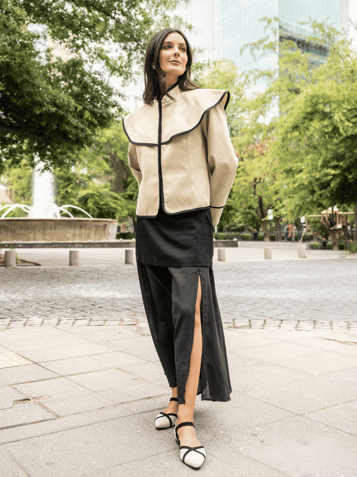 Chaqueta Cuello Bobo Beige