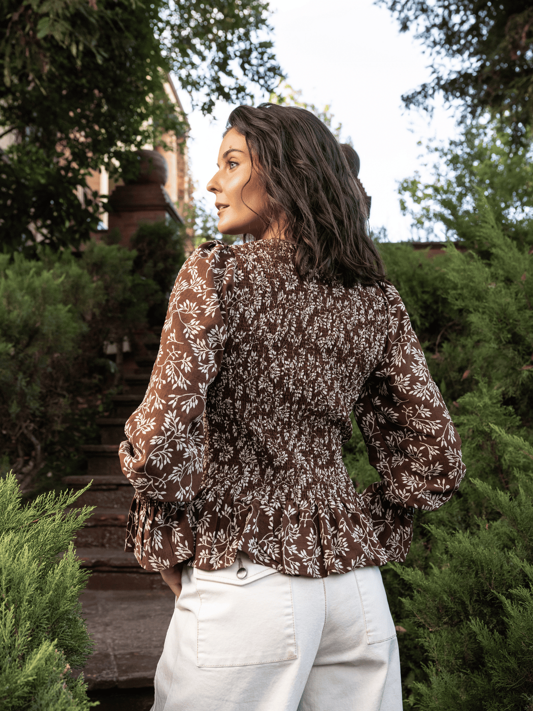 Blusa panal flores cafe
