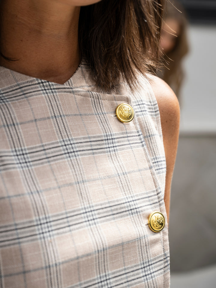 Vest Cuadros Beige