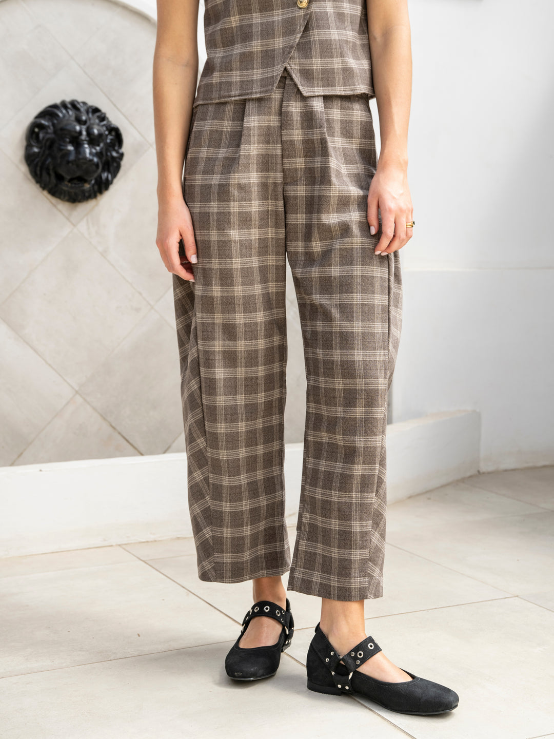 Pantalon Cuadros Gris
