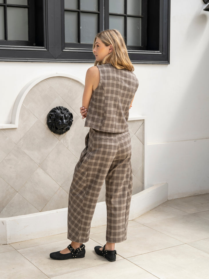 Pantalon Cuadros Gris