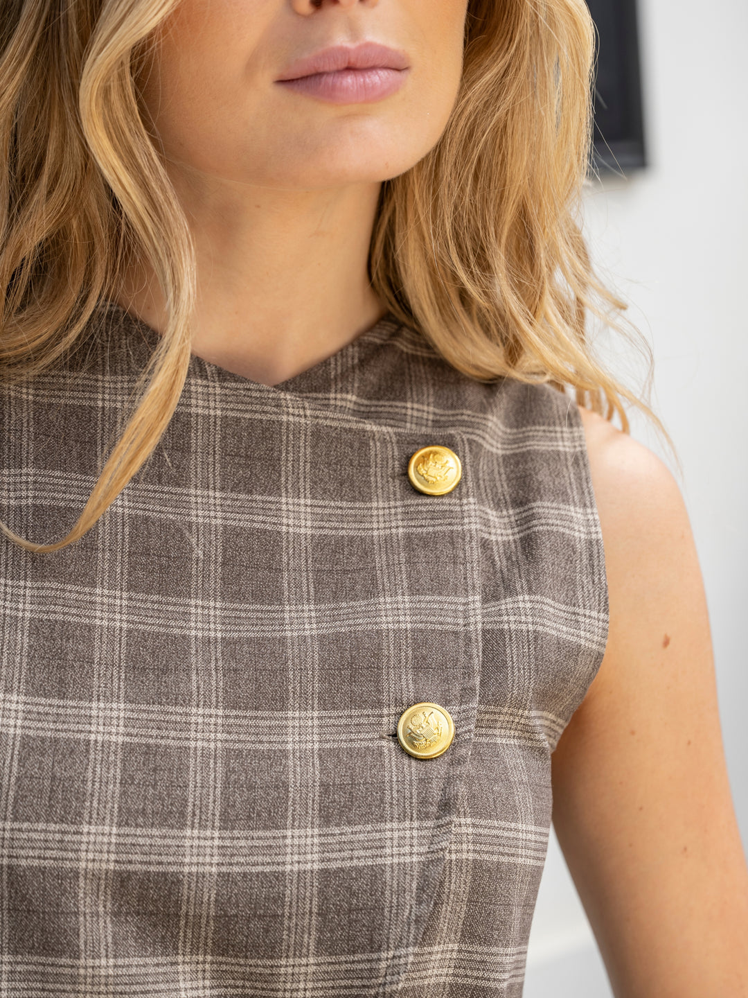 Vest Cuadros Gris