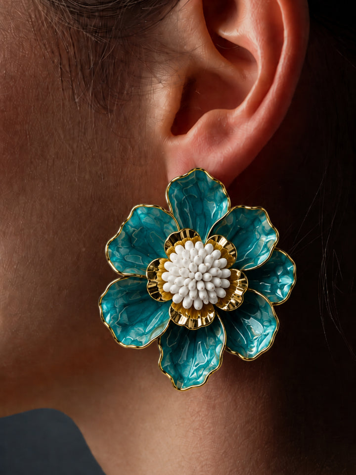 Aros Flor Turquesa